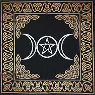 Triple Moon Pentagram Altar Cloth (24x24)