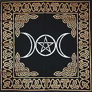 Triple Moon Pentagram Altar Cloth (24x24)