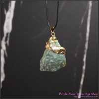 Crystal Pendant - Green Aventurine w/gold gilt Lapis