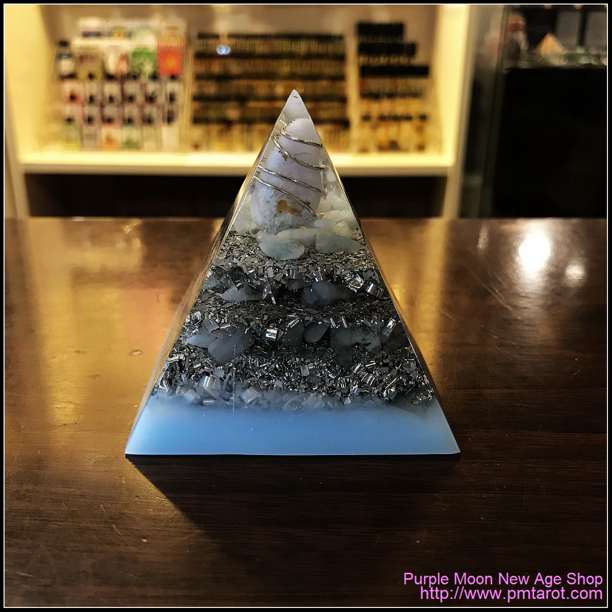 Avalon Magick x Oplusnet - Blue Lace Agate & Aquamarine High Quality Orgonite Pyramid