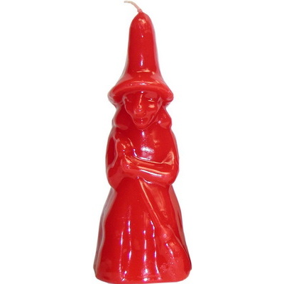 Ritual Witch With Broom Image Candle - Red