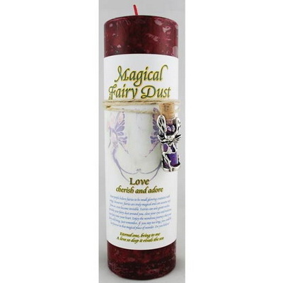 Love Pillar Candle with Fairy Dust Necklace