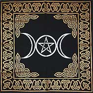 Triple Moon Pentagram Altar Cloth (24x24)