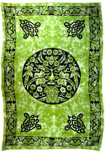 Green and Black Green Man  Tapestry (72x108)