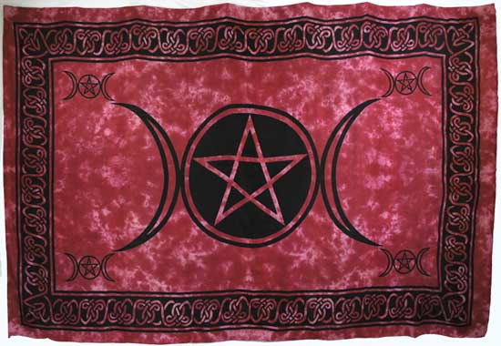 Red Triple Moon Pentagram Tapestry (72x108)