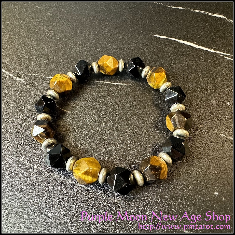 Golden Tiger's Eye & Black Obsidian Bracelet