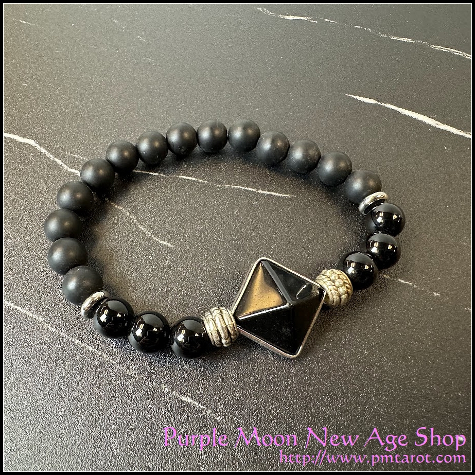 Black Obsidian Pyramid Bracelet