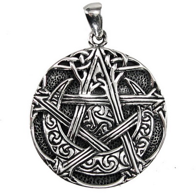 Sterling Silver Moon Pentacle Pendant