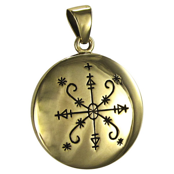 Bronze Met Kalfou Loa Veve Pendant