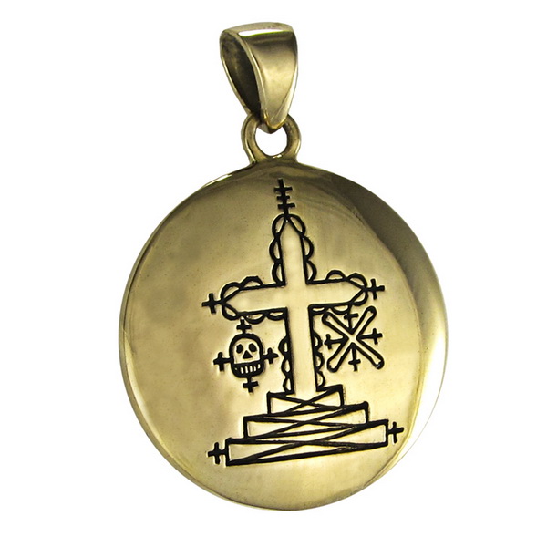 Bronze Papa Ghede Loa Veve Pendant