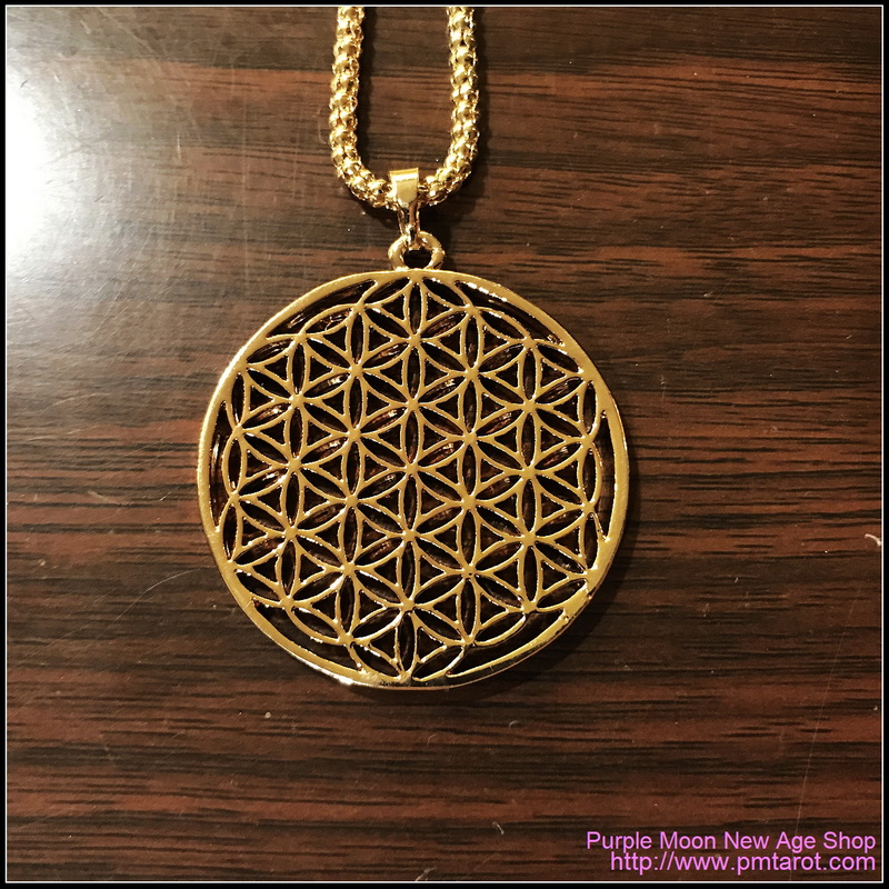 Flower Of Life Pendants Round Gold Plated Hollow Carved