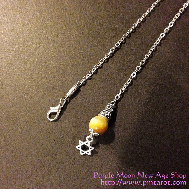 Hexagram w/Yellow Tiger Eye pendulum chain