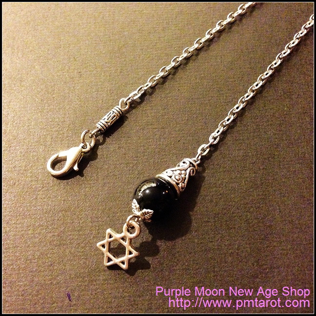 Hexagram w/black obsidian pendulum chain