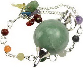 Ball Pendulum Green Aventurine w/chakra Chain