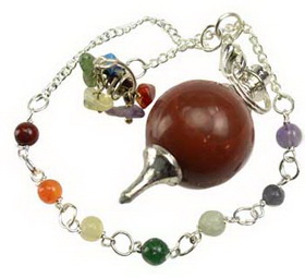 Ball Pendulum Red Jasper w/chakra Chain