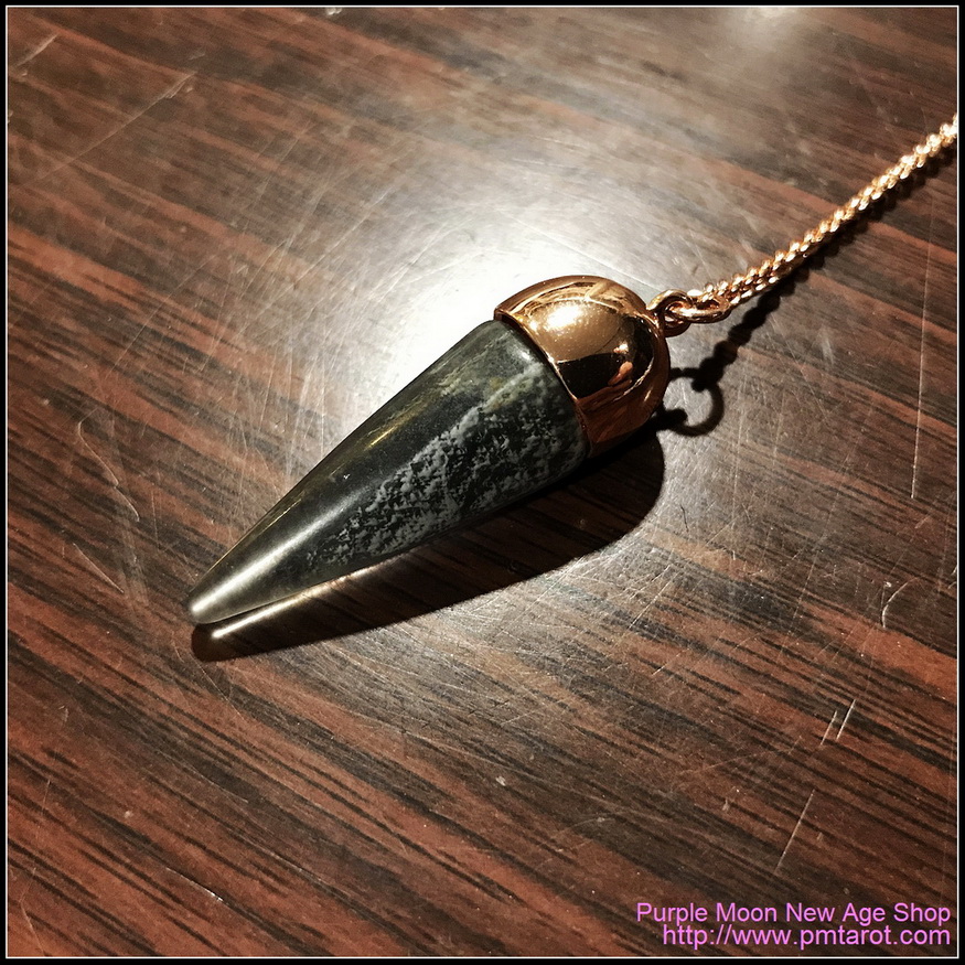 Rose Gold Dome Grey Agate Pendulum