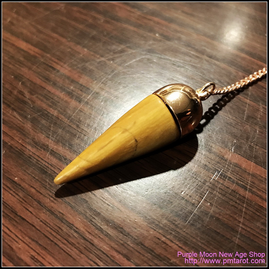 Rose Gold Dome Wood Fossil Pendulum