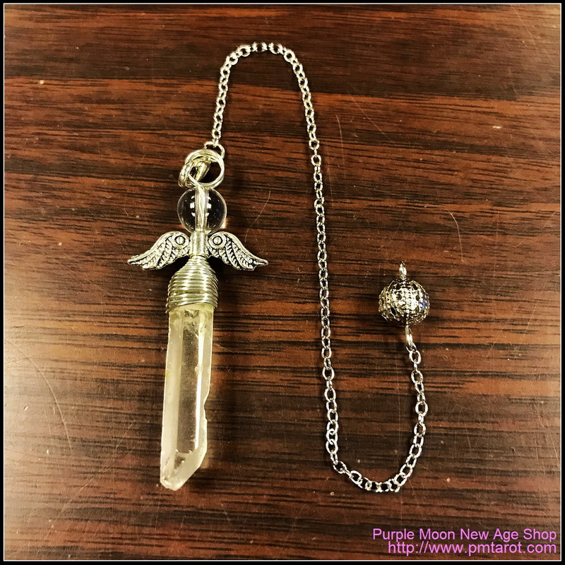 Cupid Angel Wings Clear Quartz Pendulum