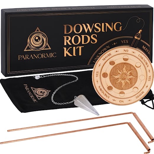 Copper Dowsing Rods & Pendulum Board Kit 