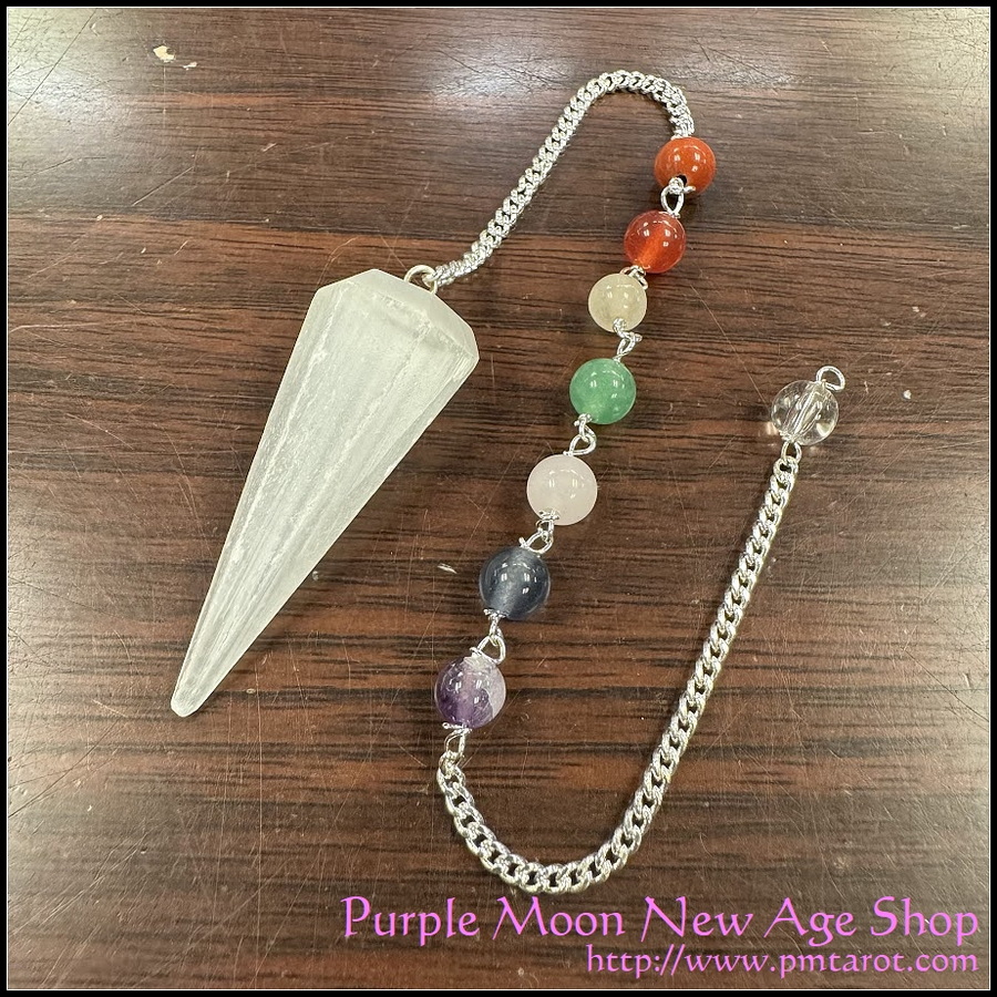 Chakra Selenite Pendulum