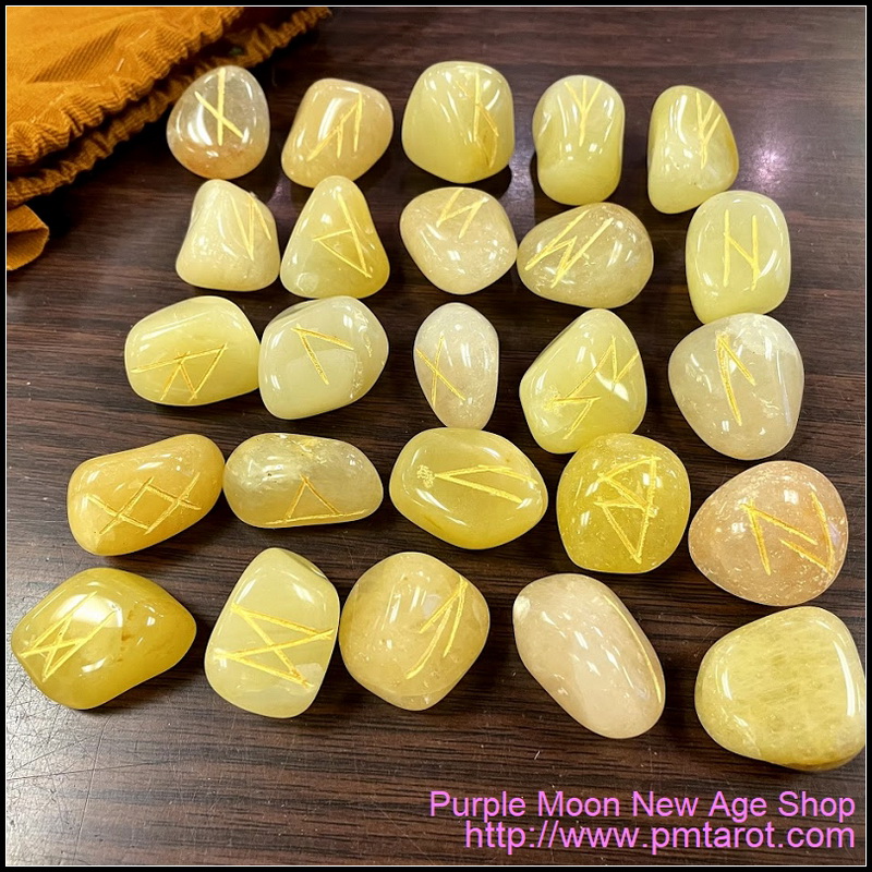 Elder Futhark Runes - Golden Quartz