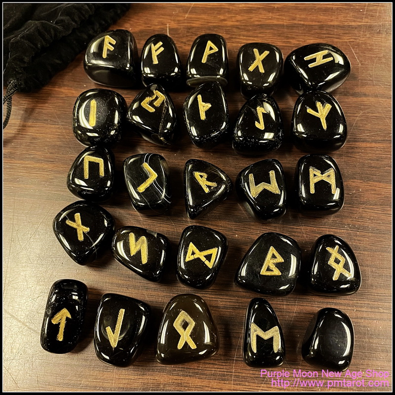 Elder Futhark Runes - Black Agate