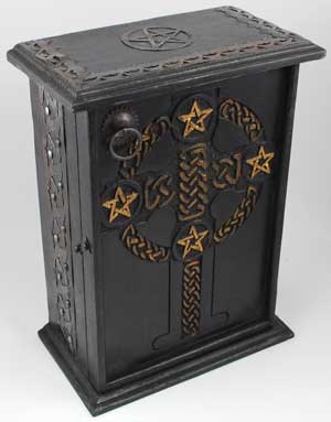 Pentagram and Celtic Cross Altar Cupboard