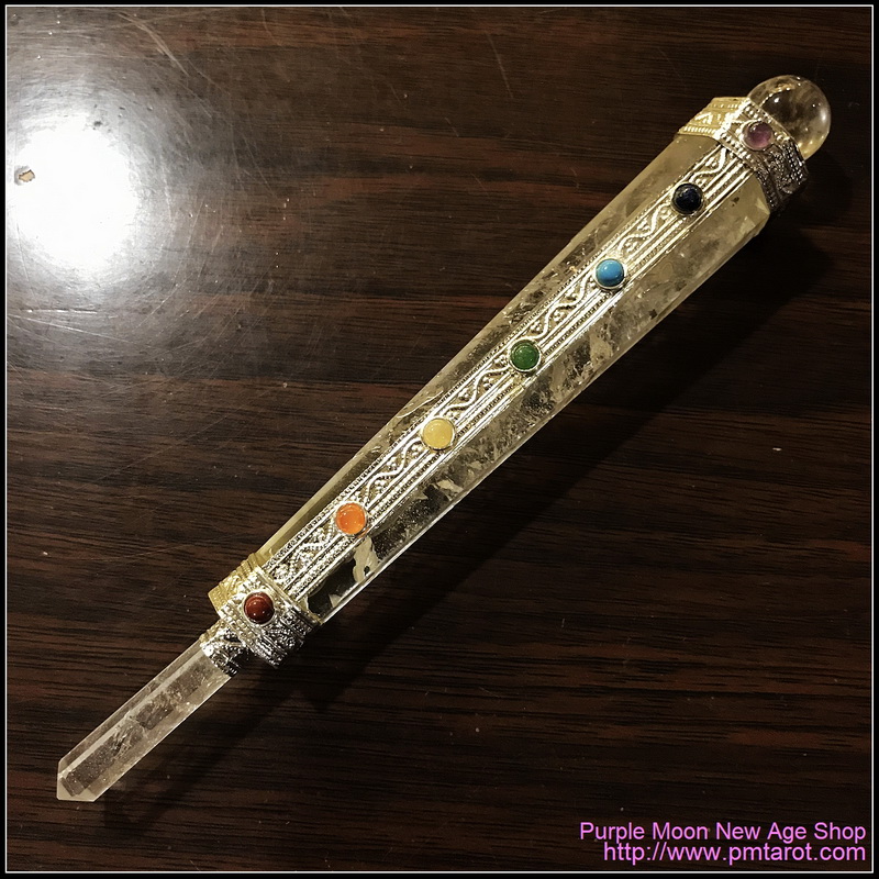 7 Chakra Clear Quartz Wand