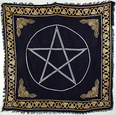 Gold Bordered Pentagram Altar Cloth (36x36)